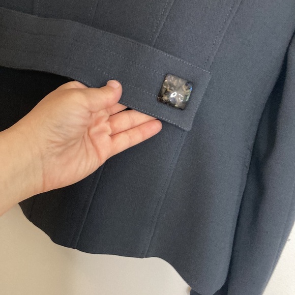 Ross Mayer Blazer Womens 6 Gray Wool Stretch Jacket Tortoise Buttons Workwear - Picture 9 of 15